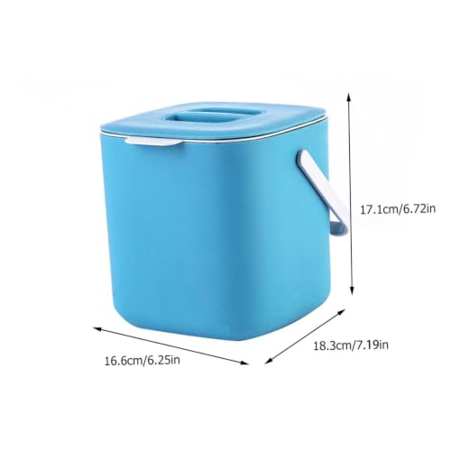 Papelera portátil rectangular con tapa azul miniatura 2