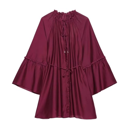 Robe fluide à manches flottantes et taille cintrée pour femme chic