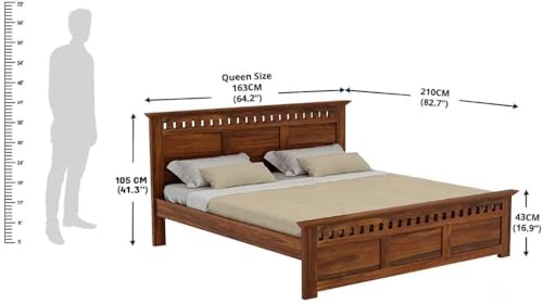 Image of Bed Solid Sheesham Wood for Your Bedroom Delivery Condition-DIY(Do-It-Yourself) Solid Wood Queen Bed (Finish Color - Natural Finish, Delivery Condition - DIY(Do-It-Yourself))