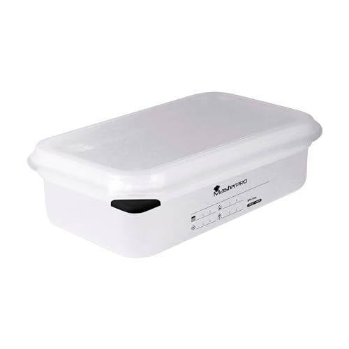 MasterPro Foodies | Contenitore Ermetico per Alimenti | 26,5 x 16,2 x 6,5 cm con 1,8 L di Capacità | Coperchio con Doppia Chiusura | Con Misurino Inciso | A Prova di Fughe | Adatto per il Microonde