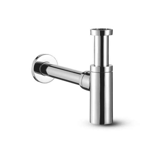 Bürstenking Universal Design Siphon, für Waschbecken und Waschtisch, einfache Montage und Reinigung, 1 1/4 Anschlussgewinde, runde Form, chrom