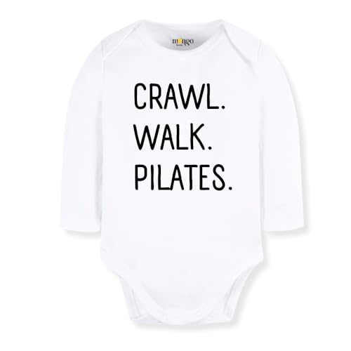 Crwal Walk Pilates Funny Baby Bodysuit, Kids & Toddler T-Shirt – Pilates Outfit for Boys Girls Clothes
