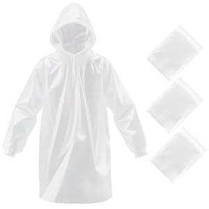 3/6 Pack Disposable Rain Poncho,Emergency Disposable Raincoats Family Pack for Adults,Portable Travelling Hiking Camping Emergency Rainwear-Clear Ponchos with Sleeves & Hood