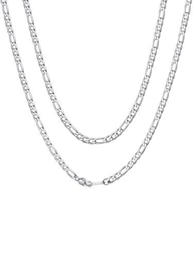ChainsHouse Stainless Steel Figaro Link Chain Necklace for Women Men Jewelry Gift 4mm Sturdy Strong Figaro Chain Necklaces, 18 Inch