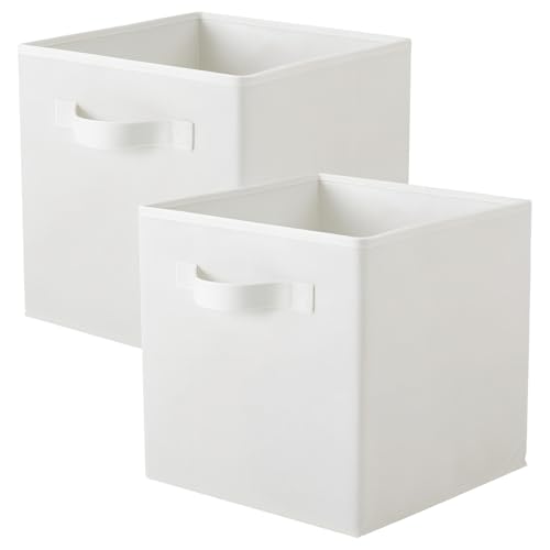 PowerKing Collapsible Storage Cubes, Farbic Storage Bins, White, 2 Pack