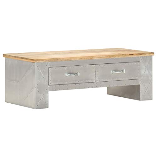 Ensemble de meubles Aviator Table basse en bois de manguier massif 100 x 50 x 36 cm