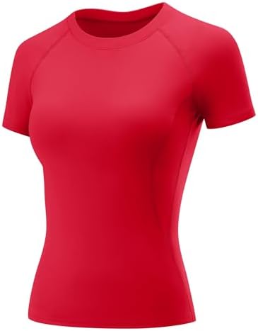 Rapbin Sportshirt Damen Kurzarm Funktionsshirt T Shirt Damen Gym Yoga | Atmungsaktiv und schnelltrocknend, Stretch Slim Fit, Rundhals Kurzarm, für Gym, Yoga, Running und Workout