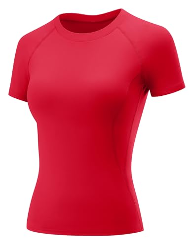 Rapbin Women's Gym Tops Workout Running Yoga Sports Shirts Short Sleeve Athletic Exercise Quick Dry Breathable T-Shirt