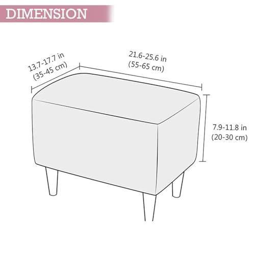 Image of HOKIPO Original Velvet Foot Stool Cover Ottoman Slipcover, Stretch Fitted, Removable Washable, Pink (NEW-4801-PNK)