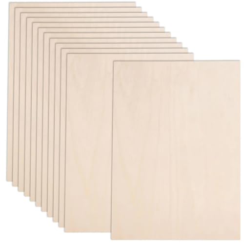 AWIZOM 12 Pack Basswood Sheets for Crafts-12 x 8 x 1/8 Inch- 3mm Thick Plywood Sheets with Smooth Surfaces-Unfinished Wood Boards for Laser Cutting, Wood Burning, Architectural Models, Staining