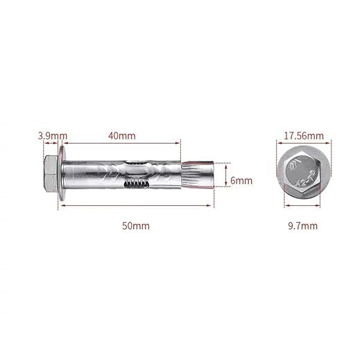 Image of 5Pcs M6*50mm Expansion Screw Bolts Stainless Steel Anchor Bolts for Wall