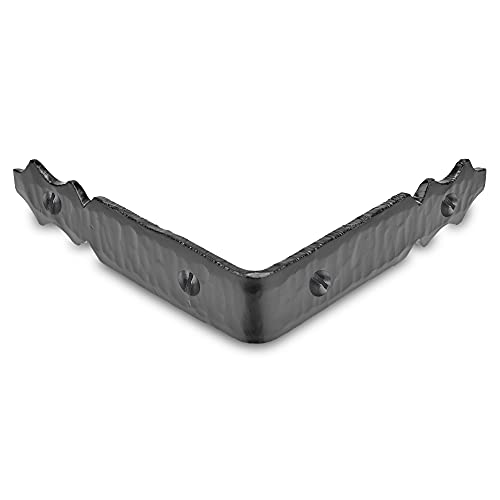 3.5" Hand Forged Iron Angular Bracket Corner Protector for Tables, Chests, Trunks & Furniture â€“ Black â€“ Borderland Rustic Hardware