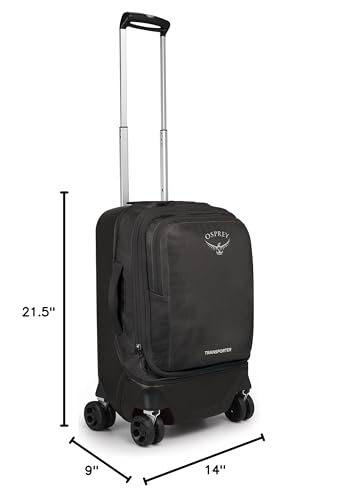 Osprey Transporter Hybrid Carry On Luggage, 4 Spinner Wheels, 22"/36L, Black3