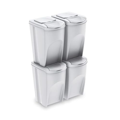 Bacs de recyclage SORTIBOX compacts et modulables couleur cendré