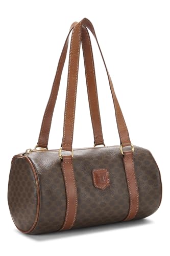 Céline, Pre-Loved Brown Coated Canvas Macadam Shoulder Bag, Brown2