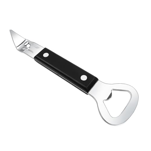 Can Punch Opener Little Cook Stainless Steel Can & Bottle Opener, Manual 2 in 1 Multifunctional Kitchen Tool, Dishwasher Safe (Black)