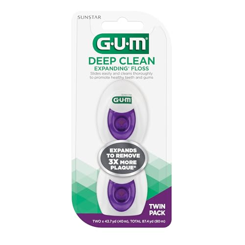 GUM Deep Clean Dehnbare Zahnseide, gewachste gewebte Zahnseide, effektive Plaque-Entfernung für verspannte Zähne, ohne Geschmack, 2 Stück (3 Stück) – Bild 5