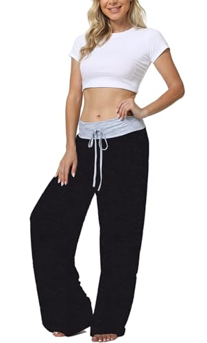 Image of Women Pajama Pants Comfy Lounge Wide Leg Casual Stretch Palazzo Drawstring Pj Bottoms Pants S-3XL