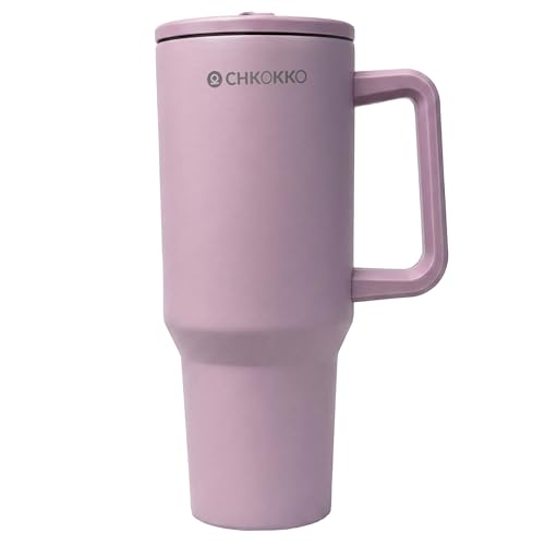 Image of CHKOKKO Stainless Steel Tumbler with Straw & Side Handle 1200ML Leak-Proof Travel Mug | Hot and Cold Double Insulated 1.2L Premium Water Bottle for Travel Gym & Office Use