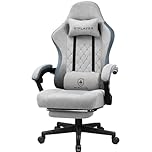 GTPLAYER Fabric Gaming Chair with Footrest, Ergonomic Computer Desk Chair with Pocket Spring Cushion Home Office High Back Support Lumbar Support Heavy Duty Wide
