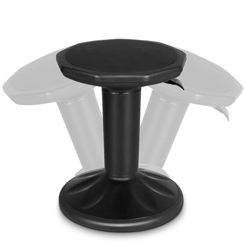 Image of SIMOE Black Wobble Stool for Classroom Seating, 24 Inch Active Learning Chair with Adjustable Height, Flexible Sitting Balance Stool for School and Office Stand-Up