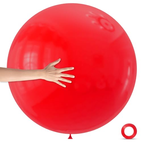 Image of 5Pcs Red Big Balloons 36 Inch, Round Large Latex Party Balloons for Birthday Wedding Decorations