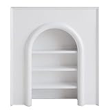 Salón Gabinete de almacenamiento con chimenea arqueada, consola moderna estante abierto 3 niveles, minimalista Decoración(Blanco,Medio)