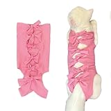 Traje postoperatorio para gatos que evita que se laman, con lazos de mariposa rosas, traje ajustado para proteger gatos con heridas abdominales o enfermedades de la piel, talla M adecuada para