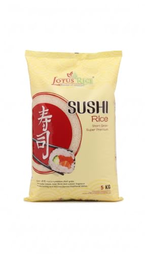 Arroz para Sushi Lotus Rice Grano Corto Premium 5kg - Arroz Japonés Superior para Sushi, Maki y Nigiri - Textura Tierna y Sabor Dulce Natural - By Nexu