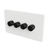 SAMOTECH Zigbee UK Smart Dimmer NO NEUTRAL compatible with Philips Hue, Home Assistant - White/Black 4-Gang Zigbee Dimmer