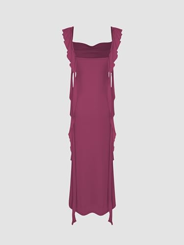 Image of CIDER Formal Dresses for Women Wedding Guest Dresses Summer Maxi Dress Sleeveless Mesh Ruffle Cocktail Dress Elegant Outfits