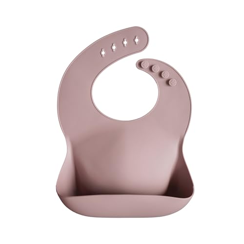 Image of mushie Silicone Baby Bib | Adjustable Fit Waterproof Bibs (Warm Taupe)