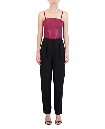 BCBGMAXAZRIA Women's Faux Leather Pant Pocket Wide Leg Trouser4