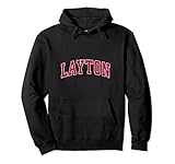 Layton Utah UT Vintage Sports Design Red Design Pullover Hoodie