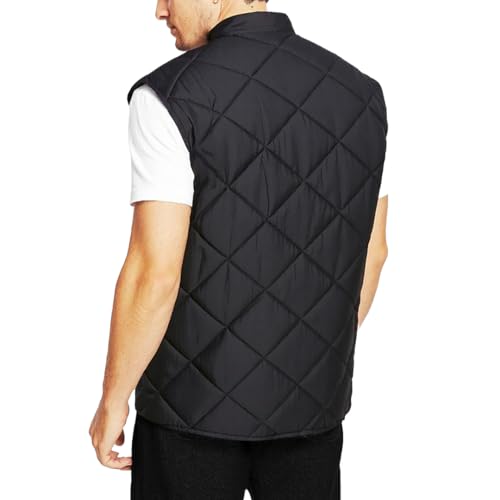 Men's Diamond Quilted Sleeveless Cotton Jacket - Western Cowboy Style Cosplay Vest for Men Brown & Black2
