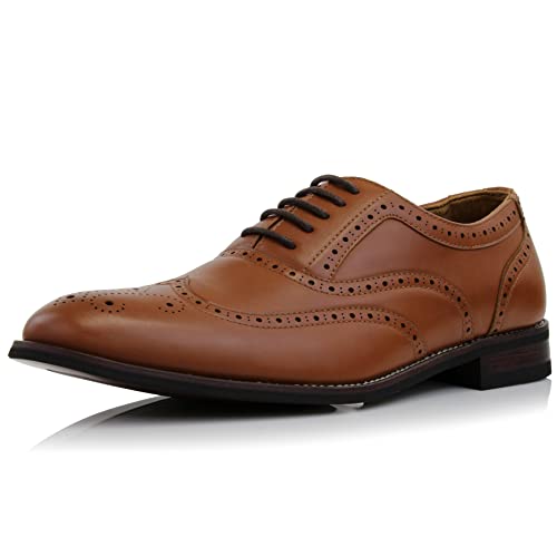 Image of Ferro Aldo Men's Wingtip Oxford Dress Shoes | Classic Brogue & Two-Tone Spectator Styles | Formal Wedding Business Party Shoe