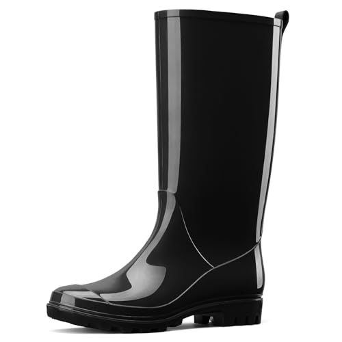 HISEA Rain Boots for Women Waterproof Garden Boots, Knee High Rain Shoes, Non Slip Seamless Welly