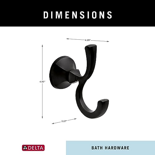 DELTA FAUCET Rubber Limited 76435-BL Ashlyn Double Towel Hook Bath Hardware Accessory in Matte Black - image 8