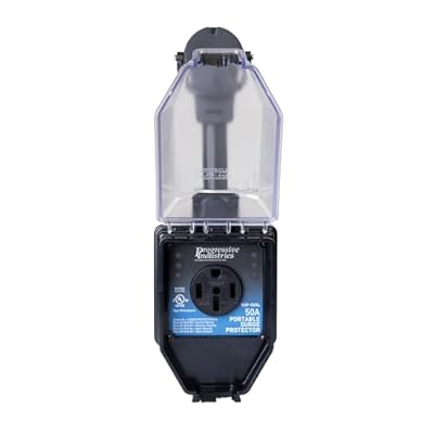 Progressive Industries Portable RV Surge Protector, 50 Amp with All Weather Shield Assembly and Fault Detection - SSP-50XL