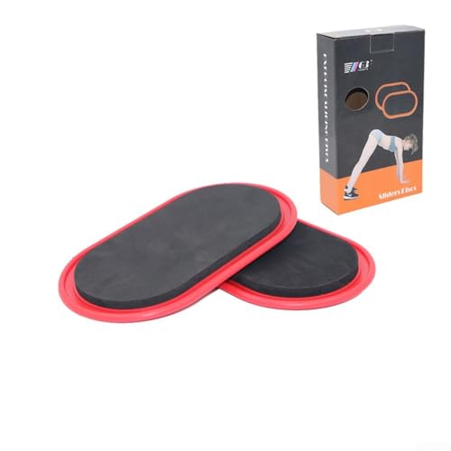 2 alfombrillas deslizantes de fitness para entrenamiento de pilates con doble diseño para suelos de madera dura y alfombra, soporta fuerza, equilibrio y bajo acondicionamiento de cuerpo completo (rojo
