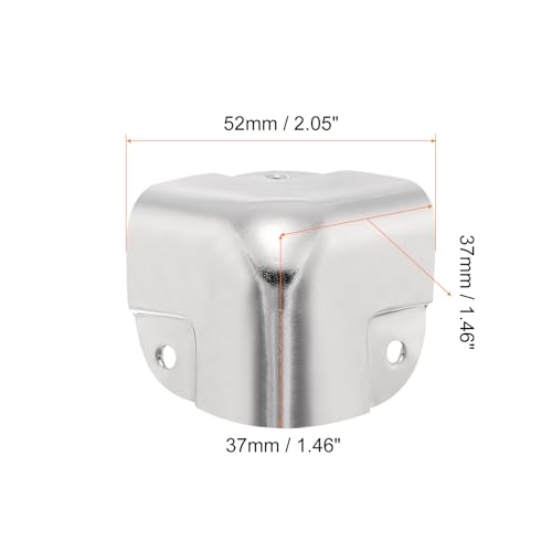 Image of uxcell 4 Pcs Decorative Box Corner Cover, 37mm Metal Edge Guard, Furniture Corner Edges Protector, Silver