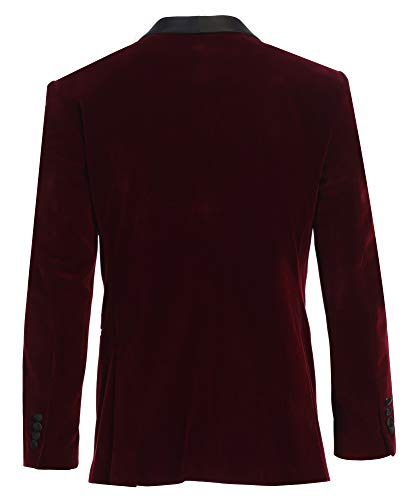 Men's Premium Slim Fit Shawl Lapel Velvet Jacket-Many Colors (44 Long, Burgundy with Black)2