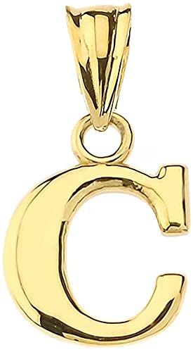10K Yellow Gold Fine Mini Dangling Initial A-Z Charm 1/2