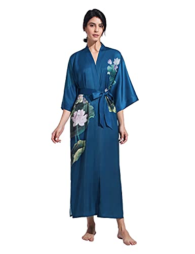 Image of PRODESIGN Kimono Robe for Women - Long Satin Sleepwear Silky Kimono Cover-Up Nightgown Japanese Bathrobe Loungewear Blouse
