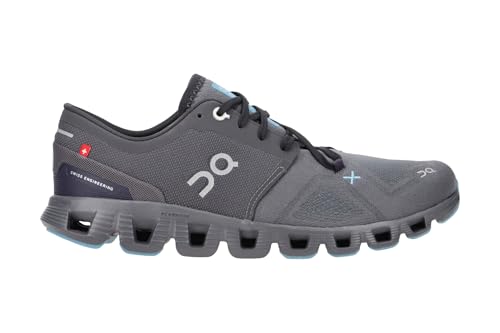 Image of On Men's Cloud X 3 Sneakers, Eclipse /Magnet, Blue, 11 Medium US