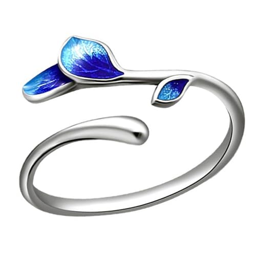 [FEITIANWUGONG] Openable Tree Leaves Shape Adjustable Opening Rings Eye Catching Finger Jewelry Suitable for Daily Wear Adjustab