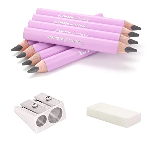 Lápiz triangular grueso 3.5 pulg, 5mm mina, rosa claro x8 miniatura 1