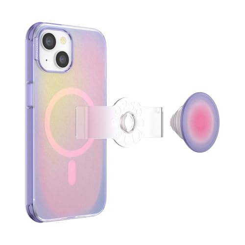 Image of PopSockets iPhone 14 Case with Phone Grip and Slide Compatible with MagSafe, Phone Case for iPhone 14, Wireless Charging Compatible - Aura