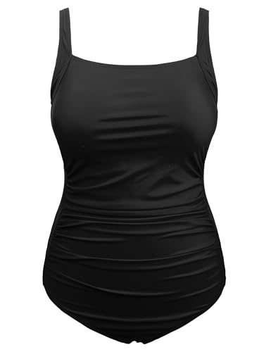 Model wearing Hilor Vintage Tummy Control Swimsuit