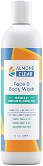 Almond Clear Face & Body Wash [6.7 Fl Oz] Skin Care for Acne and Folliculitis-Prone Skin - Gentle Everyday Exfoliating Cleanser with Mandelic Acid and Botanicals